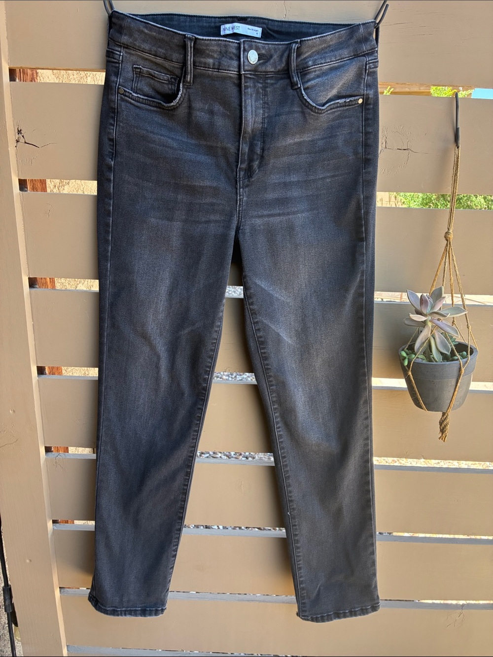 Nine West Gray Slim Straight Jeans